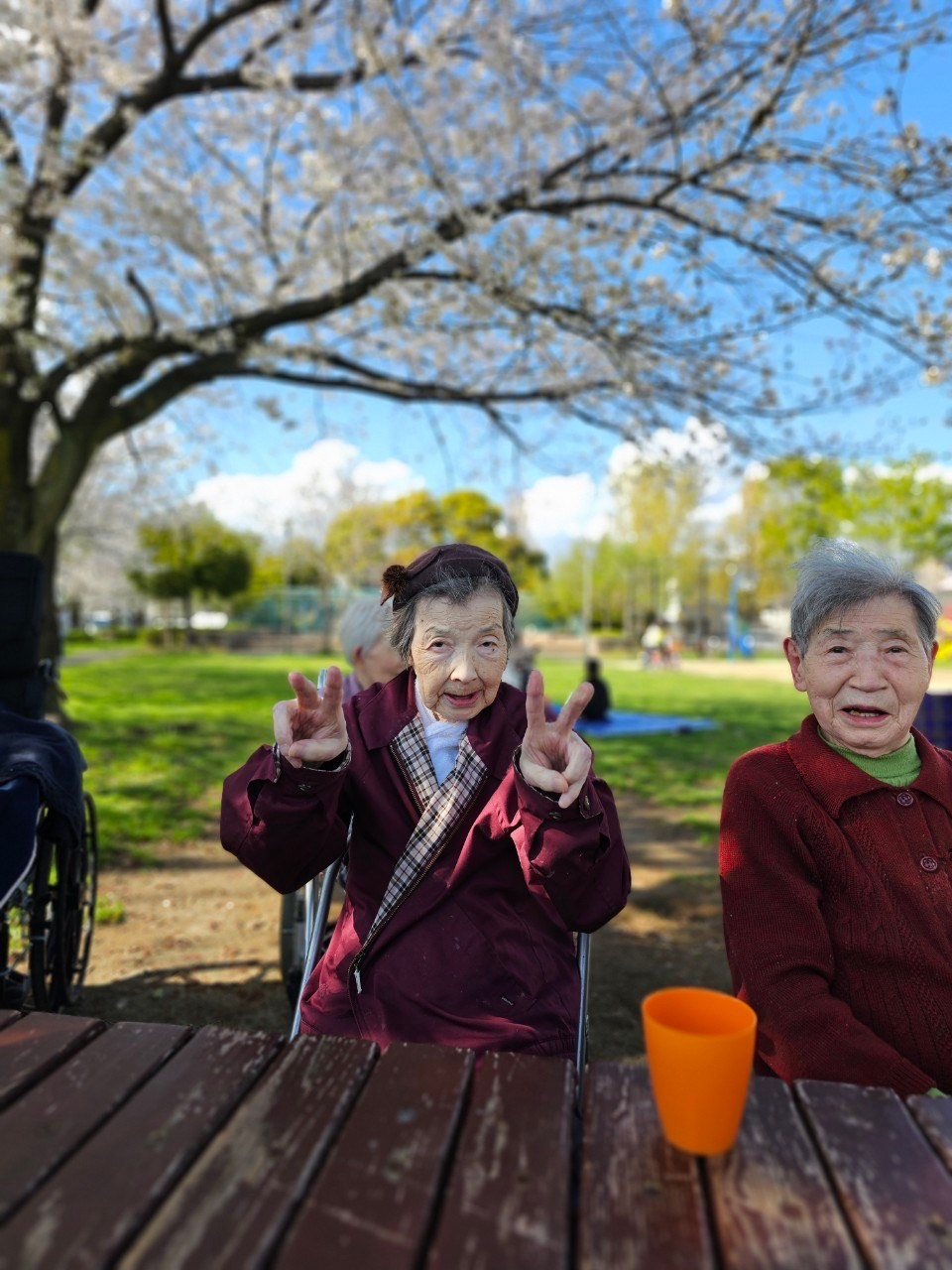 4月の行事では日にちを分けて近隣の公園にお花見に行ってきました。