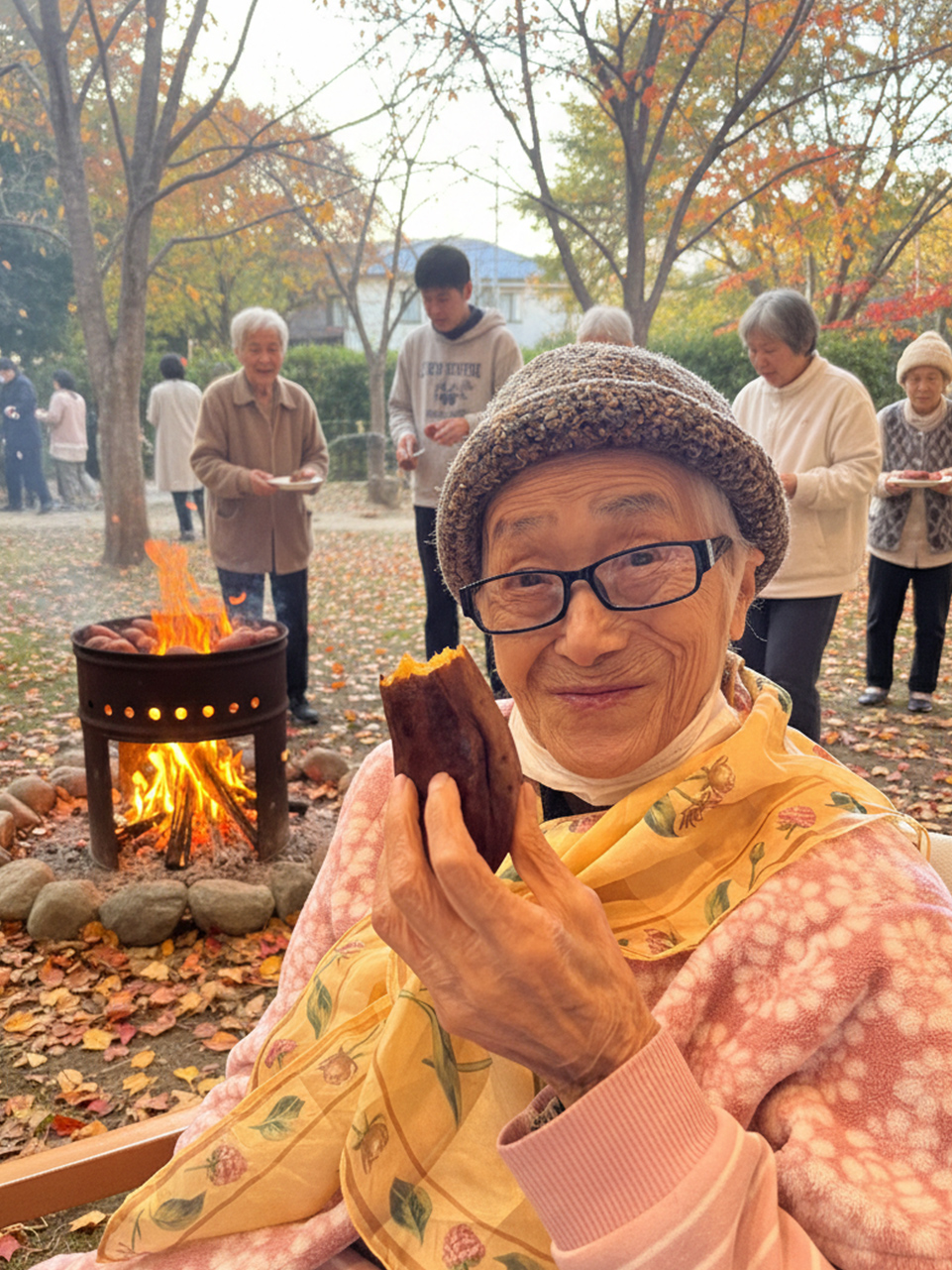 グループホームにて焼き芋行事を行いました