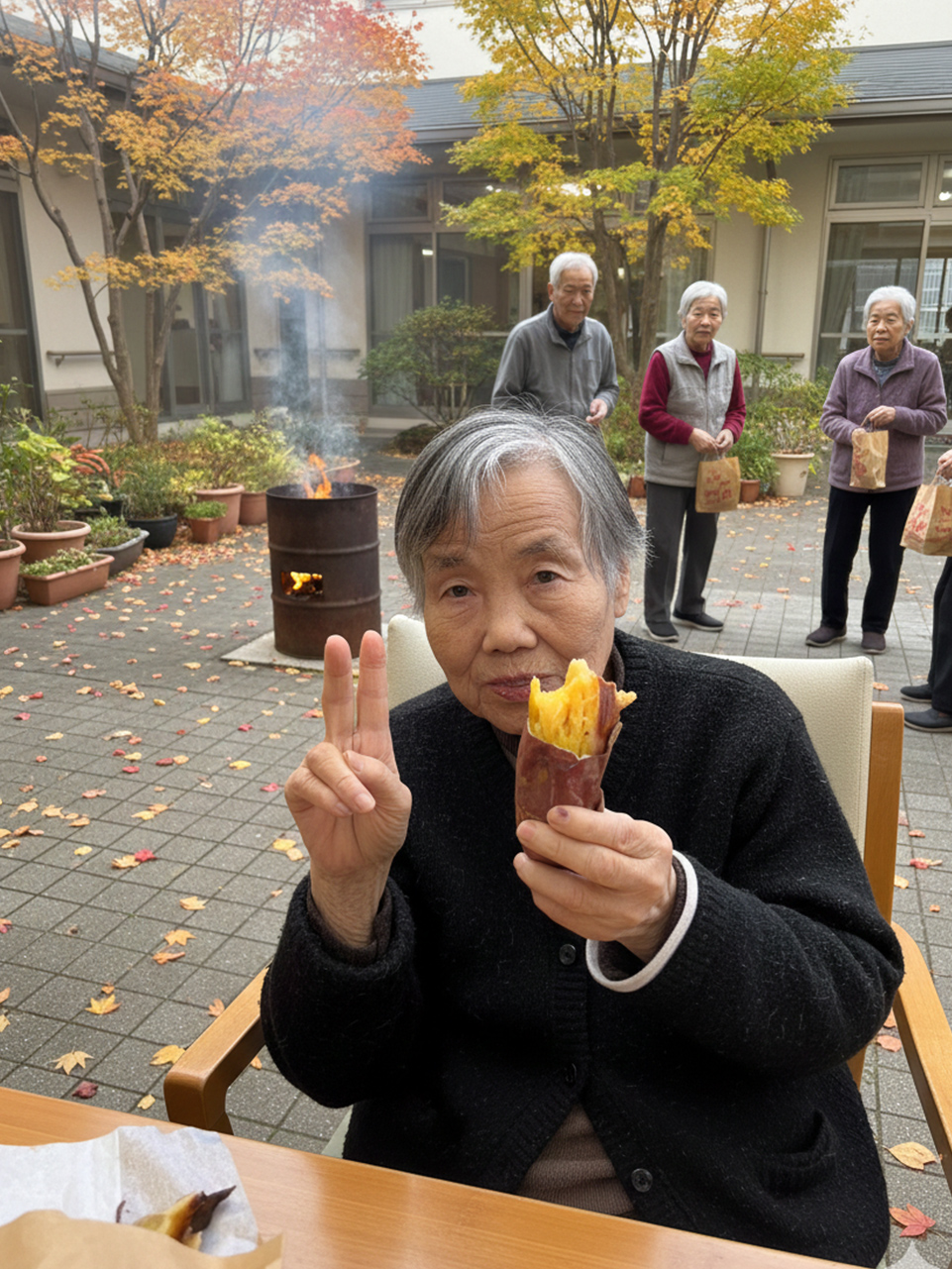 グループホームにて焼き芋行事を行いました